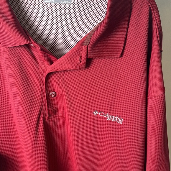 Columbia PFG Men's Red Omni-Shade Performance Perfect Cast Fishing Polo XL Tall - Picture 2 of 8
